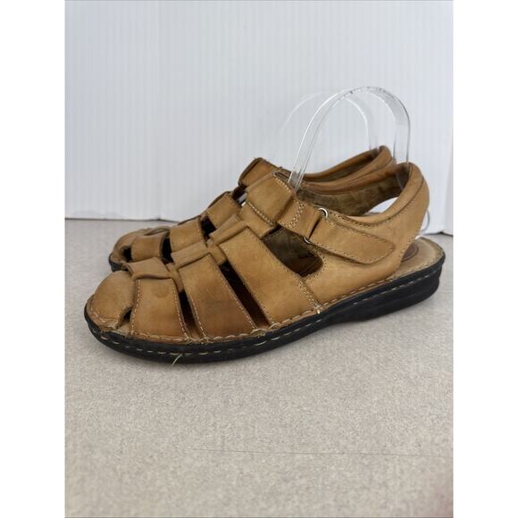 Vintage Men’s Minnetonka Leather Fisherman Sandals Closed Toe Size 11 W - Picture 4 of 9